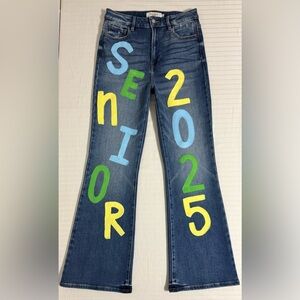 Hand Painted Hidden Denim Jeans High Rise Flare Senior 2025 Size 28